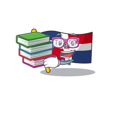 Havalı ve zeki Öğrenci Bayrağı Dominik Cumhuriyeti Maskot çizgi filmi