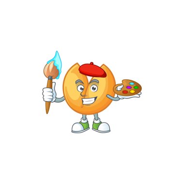 Zeki Çin falı kurabiyesi ressamı fırçalı maskot ikonu
