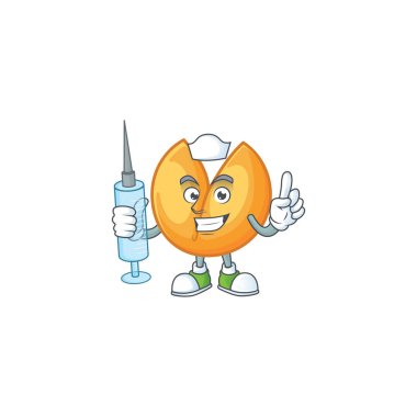 Gülen Hemşire Çin şans kurabiyesi şırıngalı çizgi film karakteri