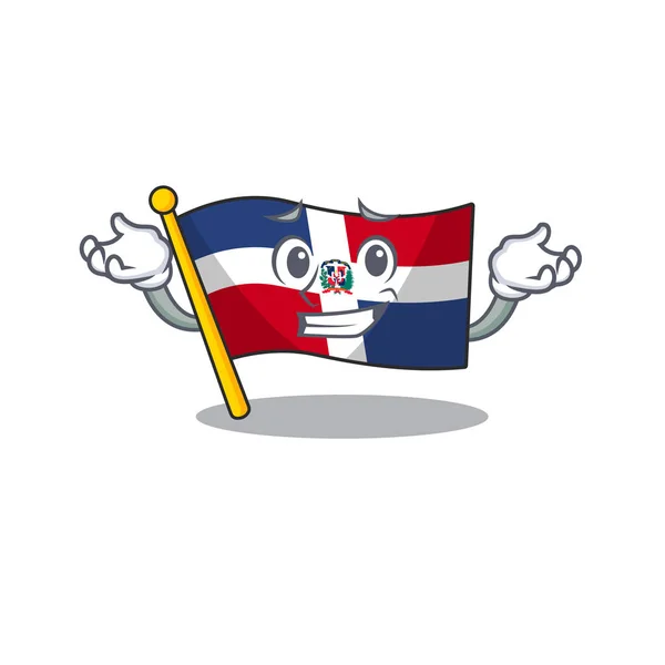 Super engraçado Grinning bandeira república dominicana mascote estilo cartoon — Vetor de Stock