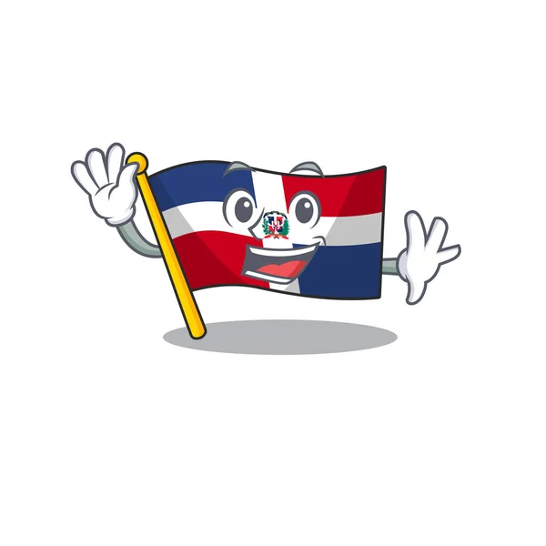 Waving friendly flag dominican republic cartoon character design — Stock Vector