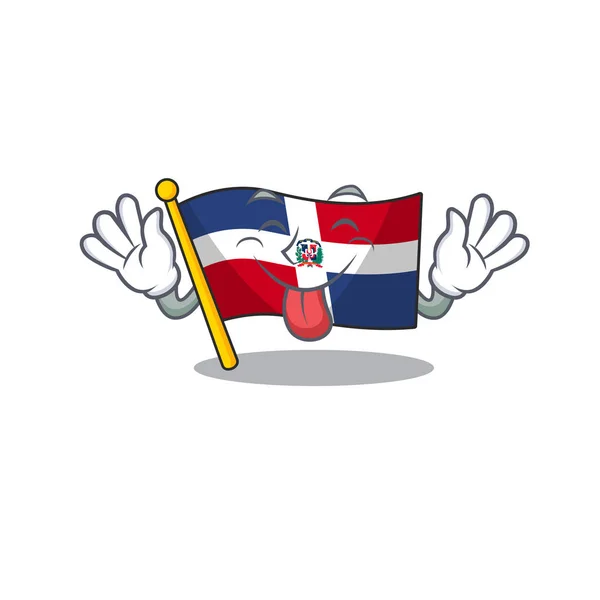 Bandeira bonito república dominicana cartoon mascote estilo com Língua para fora — Vetor de Stock