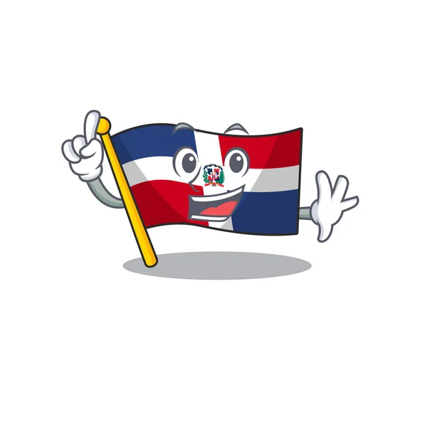 Ein Finger Flagge Dominikanische Republik in Maskottchen Cartoon-Charakter-Stil — Stockvektor