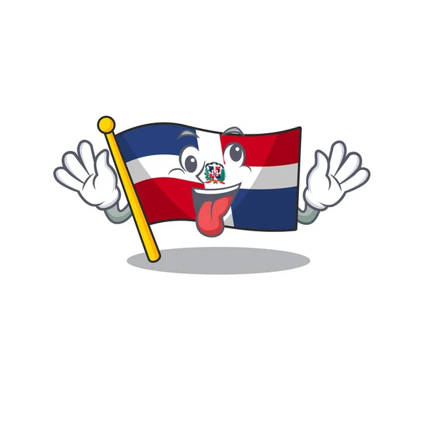 Flagge Dominikanische Republik Cartoon-Charakter-Stil mit einem verrückten Gesicht — Stockvektor