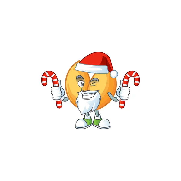 Chinese fortune cookie Cartoon character in Santa costume with candy — Stock Vector