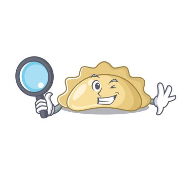 Havalı ve akıllı pierogi dedektif maskot tarzı.