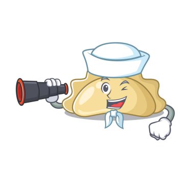 Pierogi çizgi filmi mutlu denizci tarzı dürbünlü.