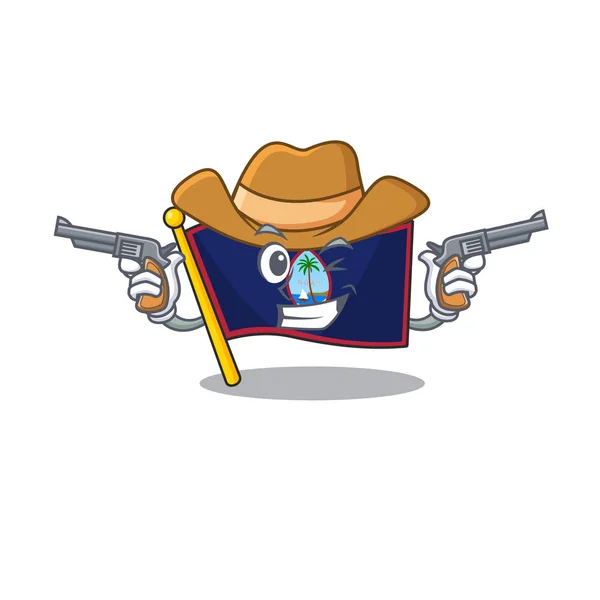 Bandeira guam vestida como um cowboy com armas —  Vetores de Stock