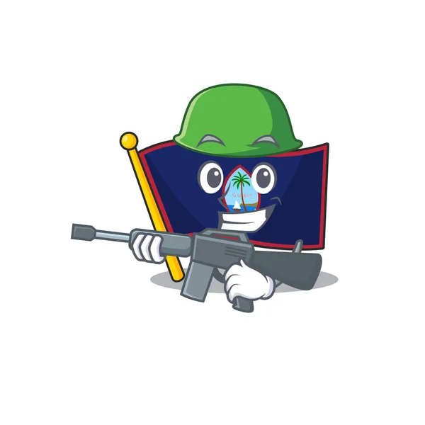 A cartoon design of flag guam Army with machine gun — Stock Vector