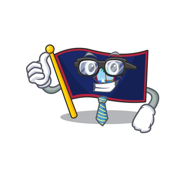 Personagem de desenho animado de Empresário bandeira guam usando óculos —  Vetores de Stock