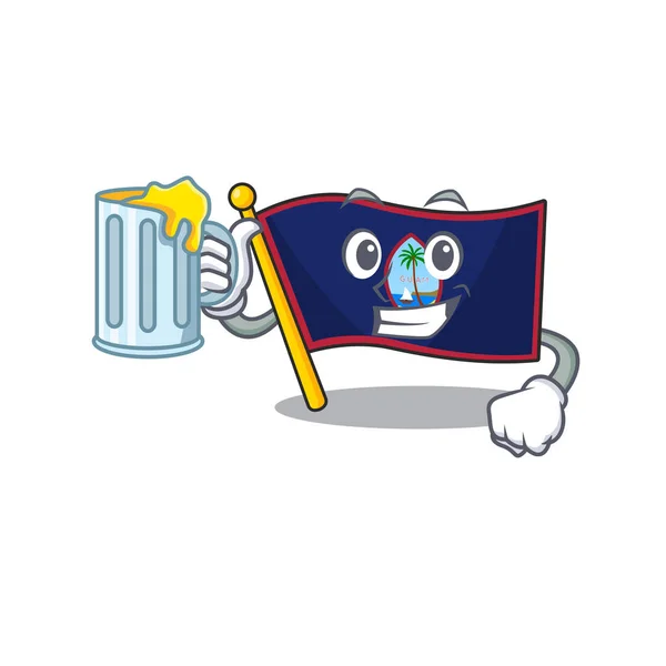 Diseño de la mascota de guam bandera feliz con un gran vaso — Archivo Imágenes Vectoriales