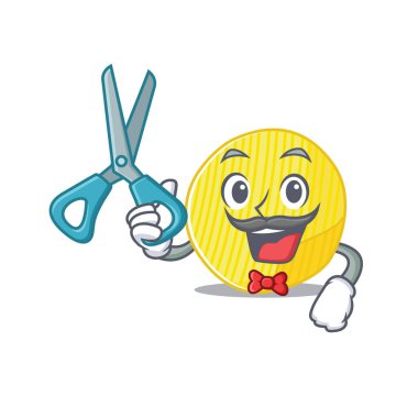 Gülen komik berber patates cipsi çizgi film karakteri tasarımı tarzı