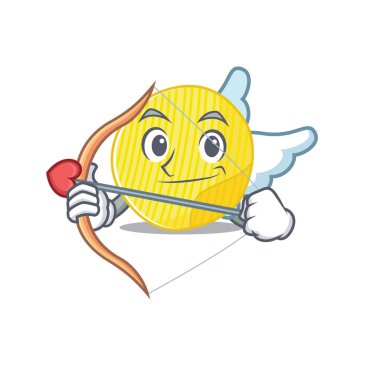 Romantik patates cipsi Oklu ve kanatlı aşk tanrısı çizgi film karakteri