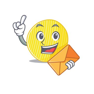 Zarflı neşeli patates cipsi maskot tasarımı
