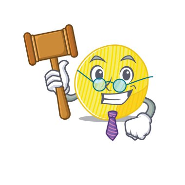 Maskot karakter tarzında akıllı yargıç patates cipsi.