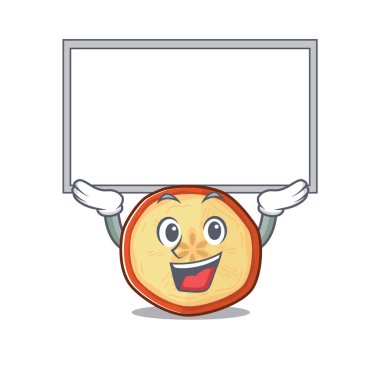 Kaldırılmış elma parçalarının maskotluk resmi.