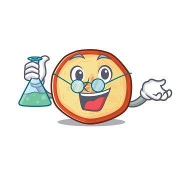 Cam tüplü akıllı Profesör elma parçacıklı çizgi film karakteri