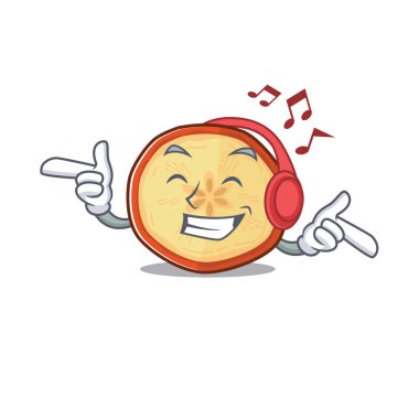 Müzik çipleri dinlemek maskot karakter tasarımı