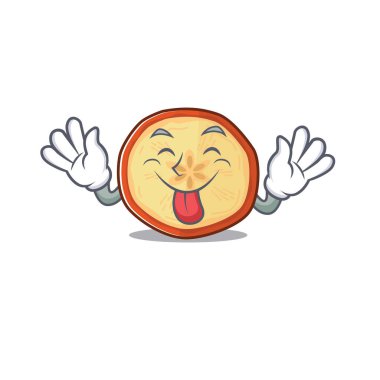 Tatlı elma cipsi çizgi film maskotu stili.