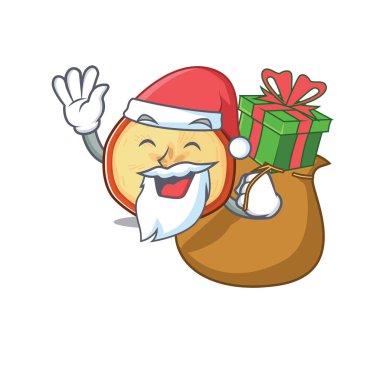 Noel Baba elma cipsi Çizgi film karakteri tasarımı hediye kutusuna sahip