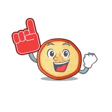 Elma cipsi maskot tarzı köpük parmak.