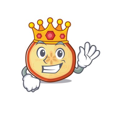 Karikatür maskot stili Kral 'ın göz kamaştırıcı elma parçaları.
