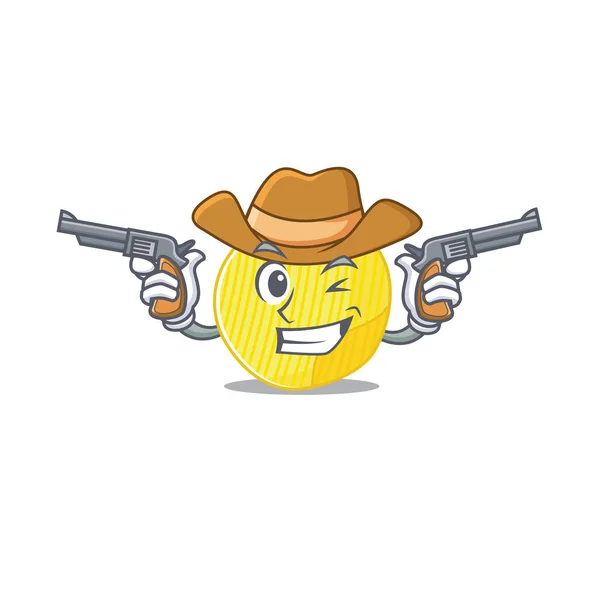 Potato chips dressed as a Cowboy having guns — Stock Vector