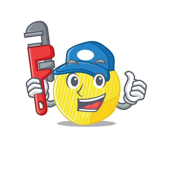 Cool Plumber potato chips on mascot picture style — 스톡 벡터