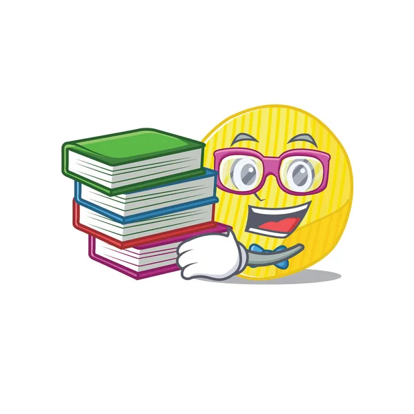 Cool and smart Student batata fritas mascote cartoon com livro — Vetor de Stock