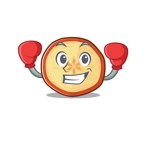 Style de caractère mascotte de Boxe sportive chips de pomme — Image vectorielle