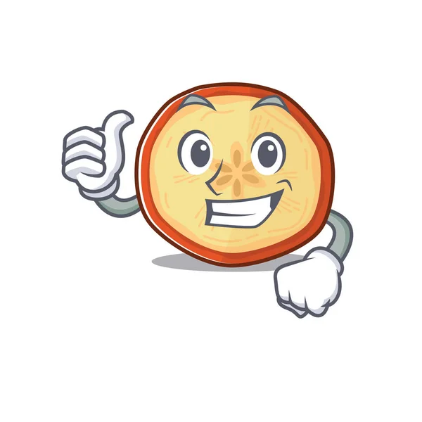 Cheerfully apple chips making Thumbs up gesture — Stock Vector