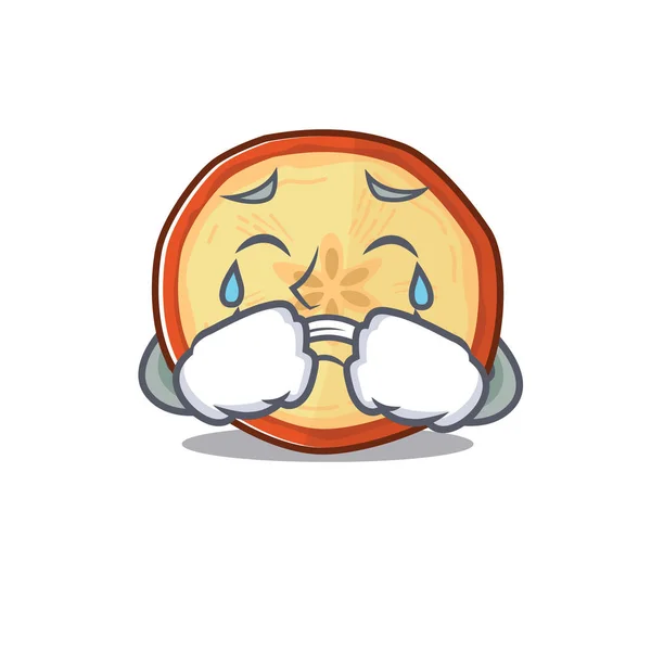 Sad of apple chips cartoon mascot style — 스톡 벡터