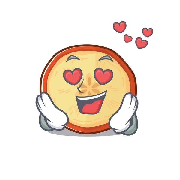 Tomber amoureux puces de pomme mignonne dessin animé personnage design — Image vectorielle