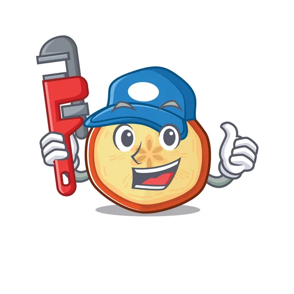 Cool Plumber chips de manzana en el estilo de imagen de la mascota — Archivo Imágenes Vectoriales