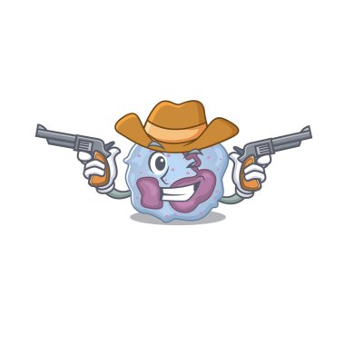 Kovboy gibi giyinmiş, silahlı lökosit hücresi.