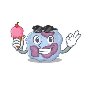 Lökosit hücre maskotu çizimi ve dondurma.