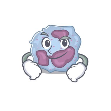 Havalı lökosit hücre maskotu, sırıtan suratlı.