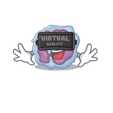 Sanal gerçeklik kulaklığı takan son moda lökosit hücre karakteri