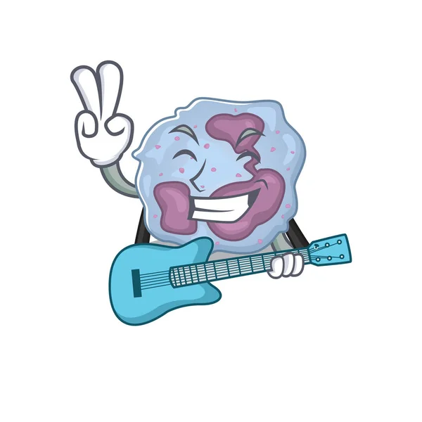 吉祥物一种用吉它演奏白细胞细胞的吉祥物 — 图库矢量图片
