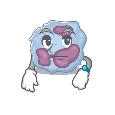 Bekleyen bir jest üzerine lökosit hücresinin çizgi film karakteri tasarımı