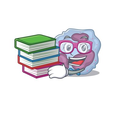 Havalı ve zeki öğrenci lökosit hücre maskotu çizgi filmi