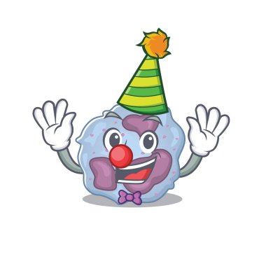 Komik palyaço lökosit hücre çizgi film karakteri maskot tasarımı