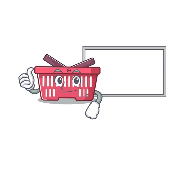 Palce nahoru na nákupní košík kreslený design s deskou — Stockový vektor