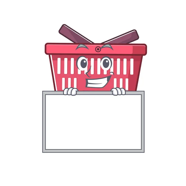 Roztomilý obrázek nákupního košíku s úsměvem na desce — Stockový vektor