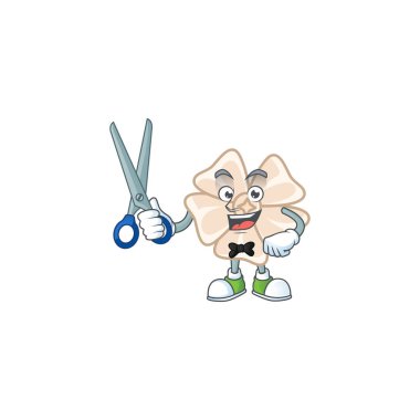 Havalı dost canlısı berber Çinli beyaz çiçek çizgi film karakteri tarzı