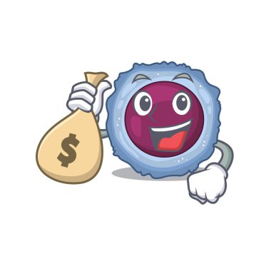 Zengin lenfosit hücre çizgi film karakteri ve para çantası