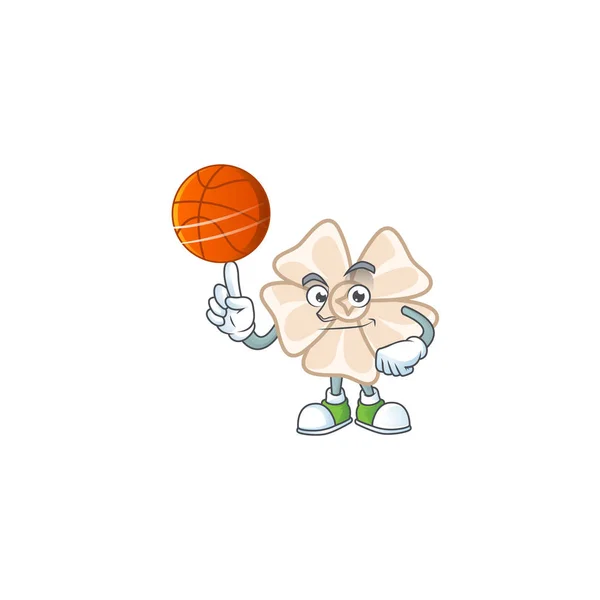 A Healthy chinese white flower cartoon character playing basketball — Stock vektor