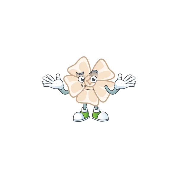 Super grappig grijnzende Chinese witte bloem mascotte cartoon stijl — Stockvector