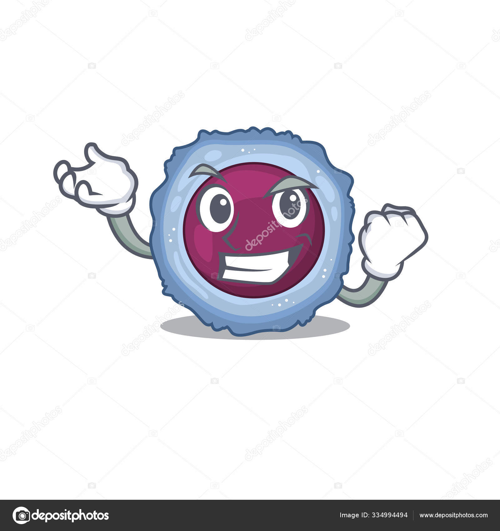 Happy confident Successful lymphocyte cell cartoon character style