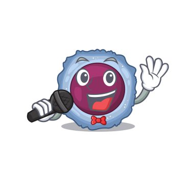 Mikrofonda şarkı söyleyen mutlu lenfosit hücresi